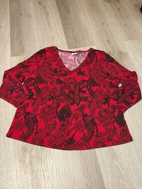 Cato Vintage Paisley V-Neck 3/4 Sleeve Top Sz XL